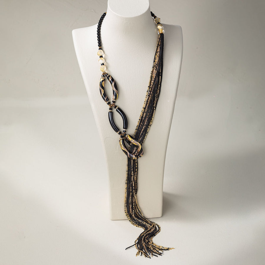 Murano Glass Strings Attached Lariat Necklace