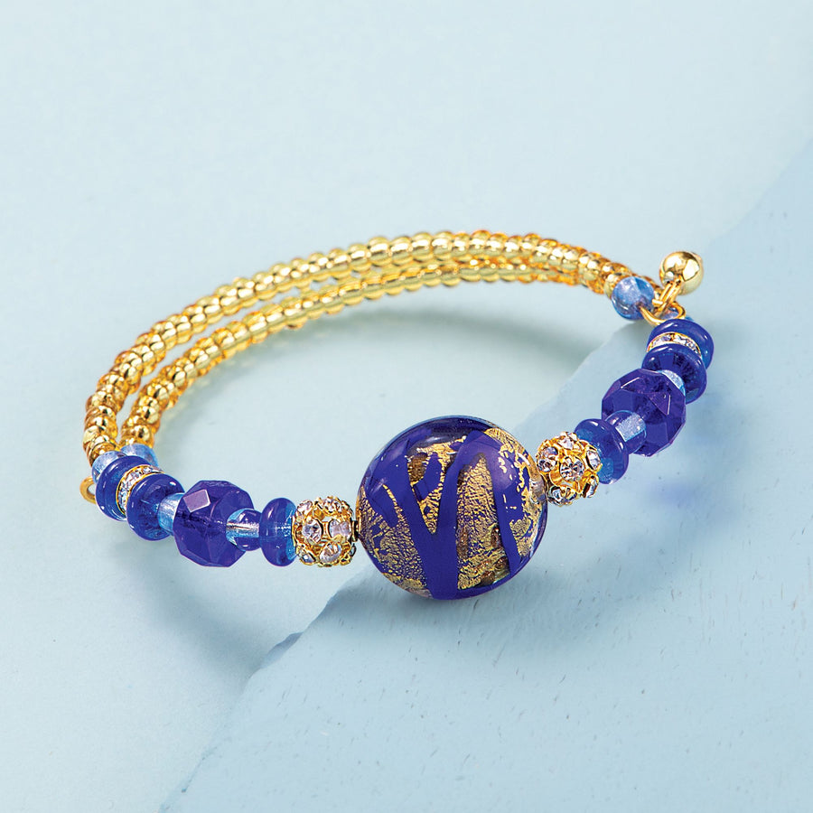 Murano Glass Cobalt Disc Bead Bracelet