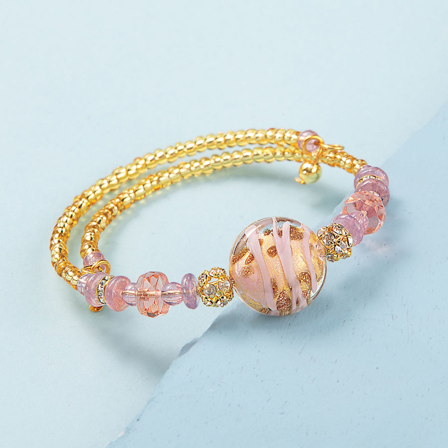 Murano Glass Pink Disc Bead Bracelet