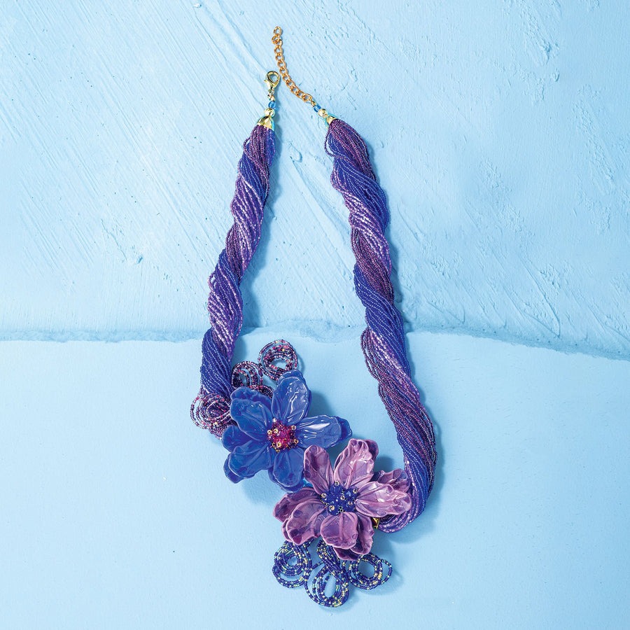 Vibrant Violets Murano Glass Torsade