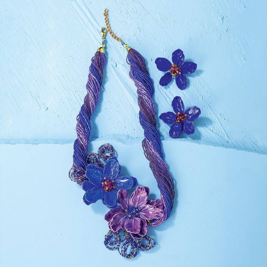Vibrant Violets Murano Glass Torsade