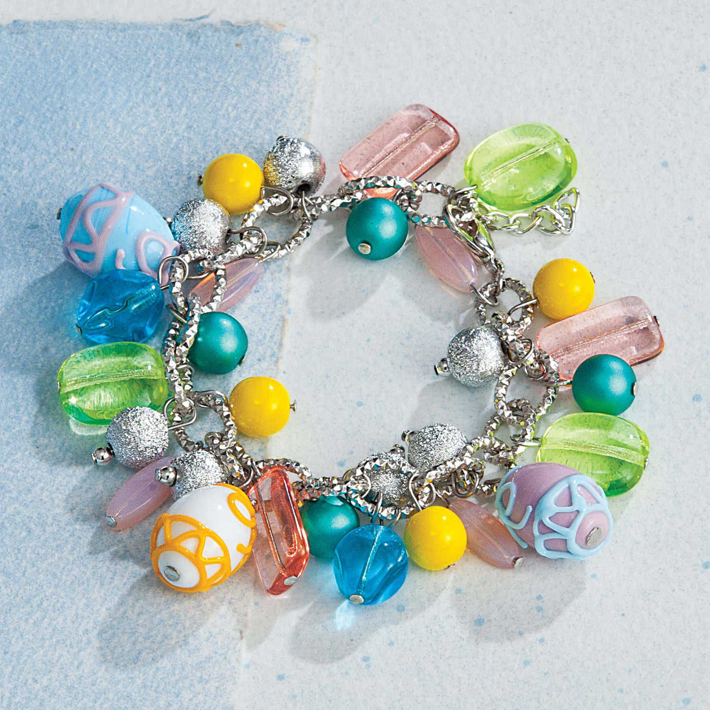 Murano Glass Easter Charm Bracelet