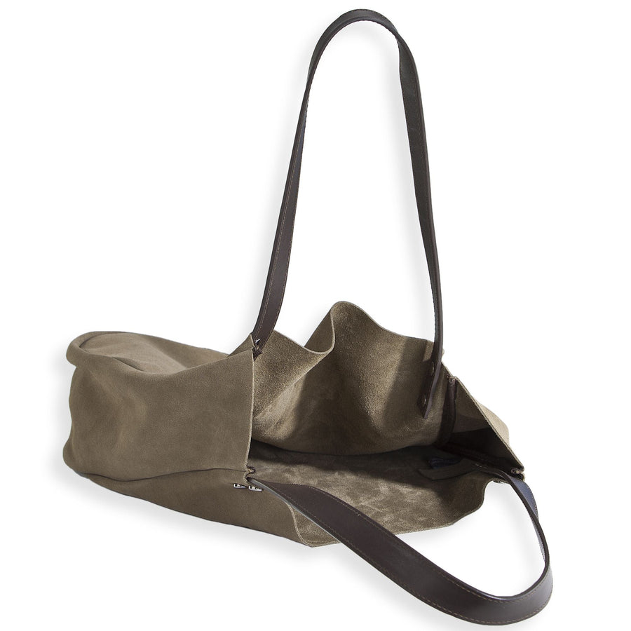 Florentine Suede Brown & Taupe Handbag