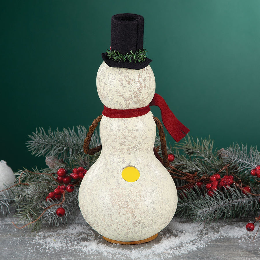 Smiling Snowman Storm Handcrafted Gourd