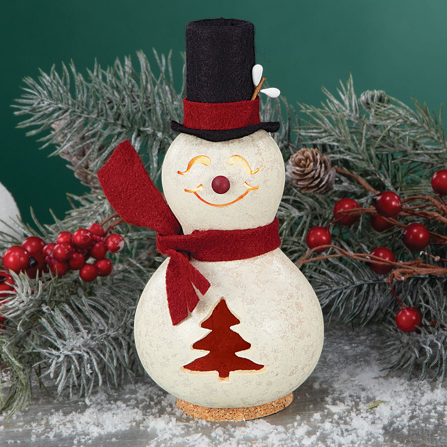 Smiling Snowman Flurry Handcrafted Gourd