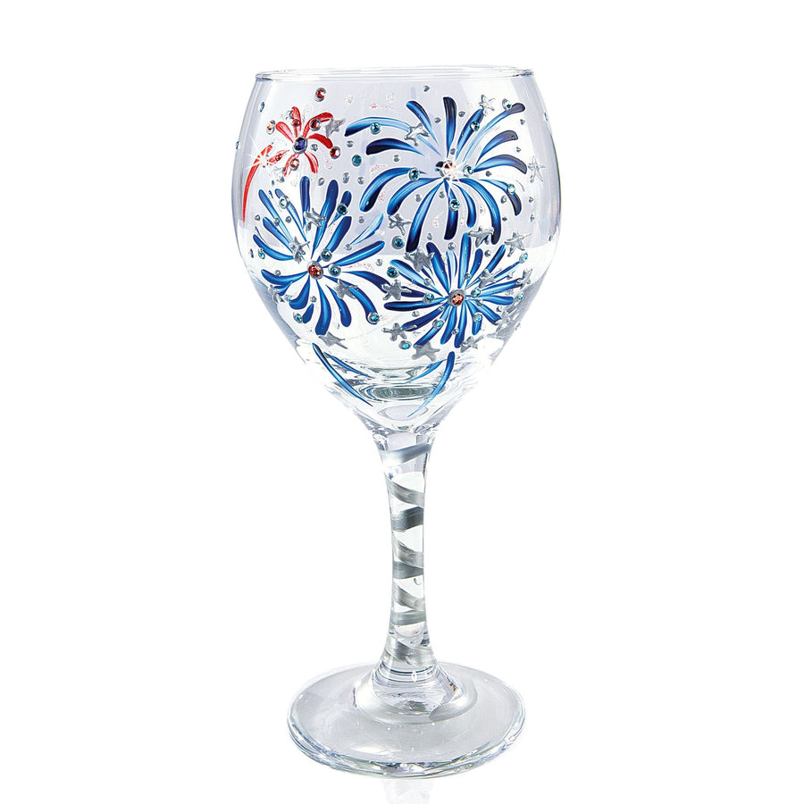 Hand-Painted Fireworks Wine Glass With Crystals
