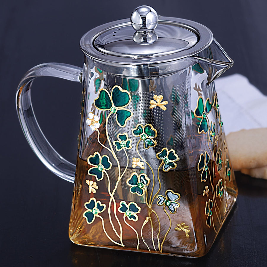 Meghan's Hand-Painted Glass Shamrock Teapot