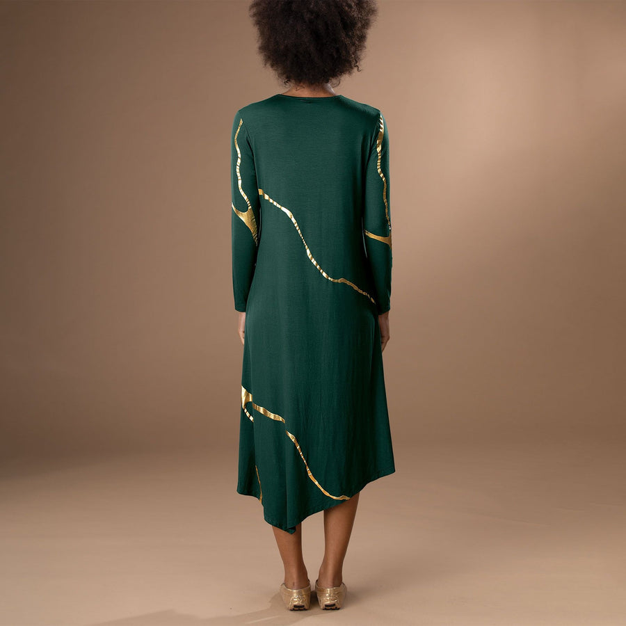 Kintsugi Inspired Pine Green Dress