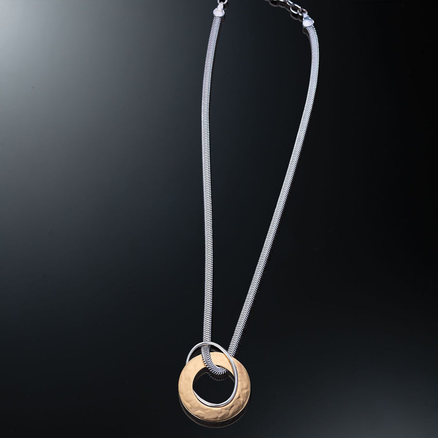 Marjorie's Mixed Metal Hoop Pendant Necklace