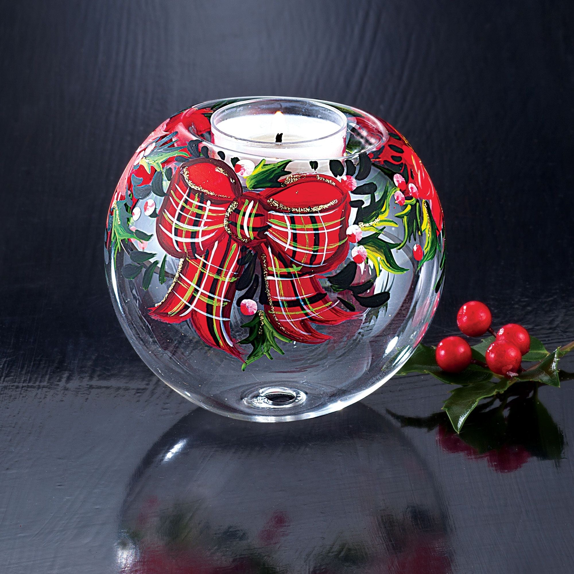 Poinsettia & Bow Lago Di Como Tealight Holder