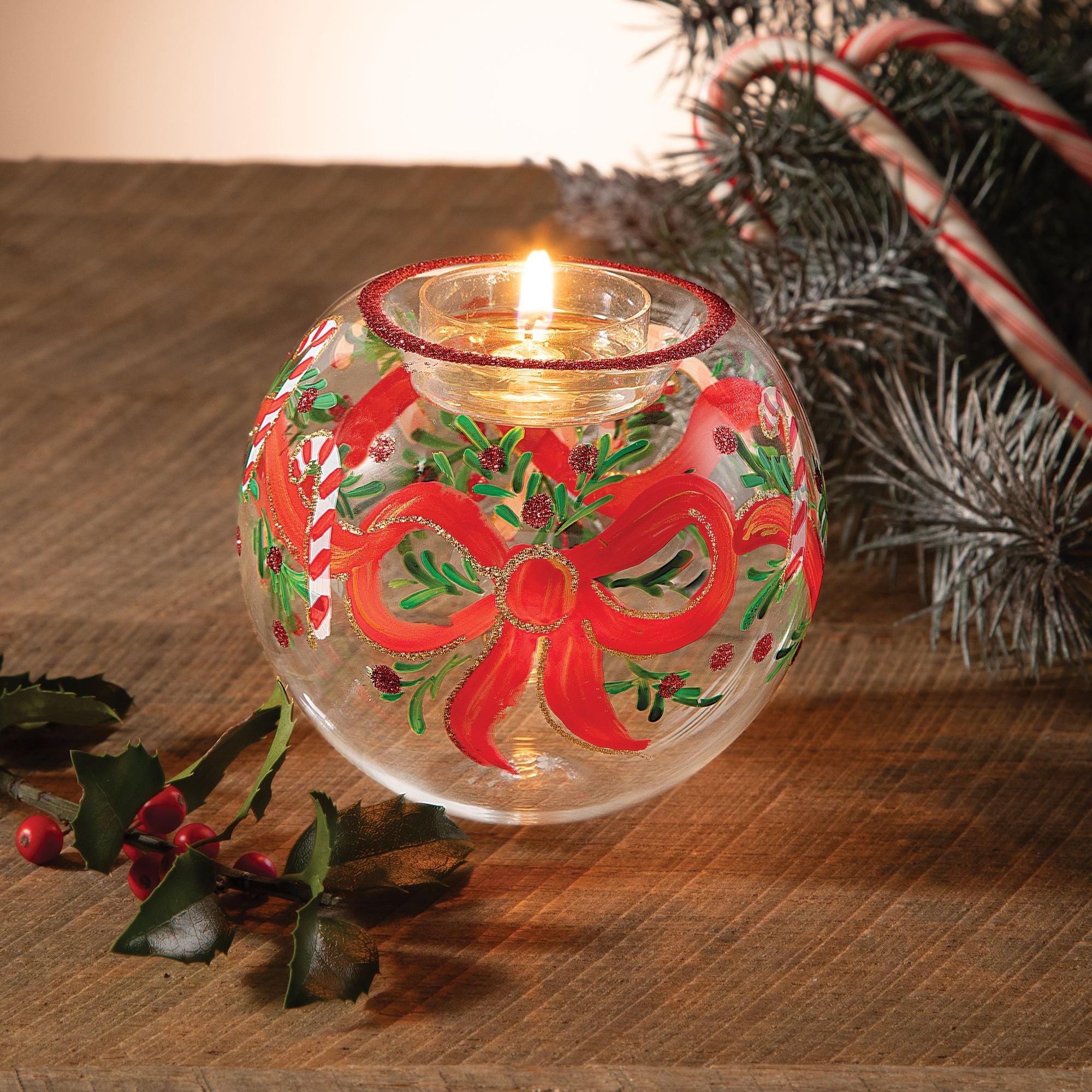 Candy Cane & Bow Lago Di Como Tealight Holder