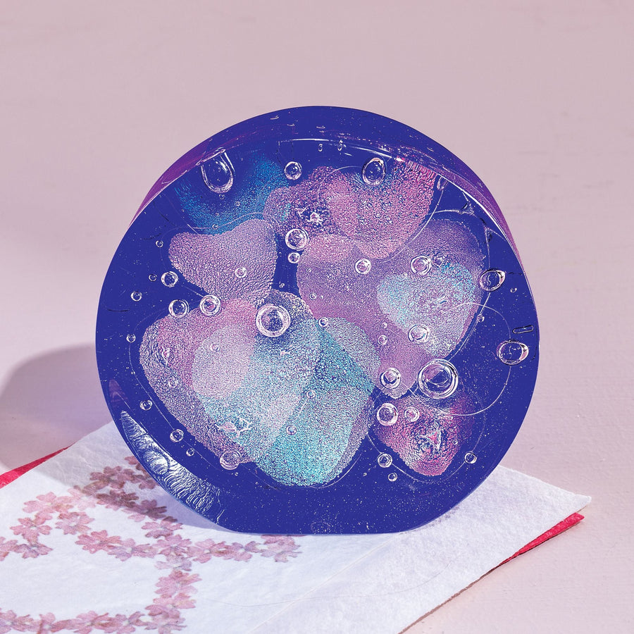 Dichroic Glass Hearts Paperweight