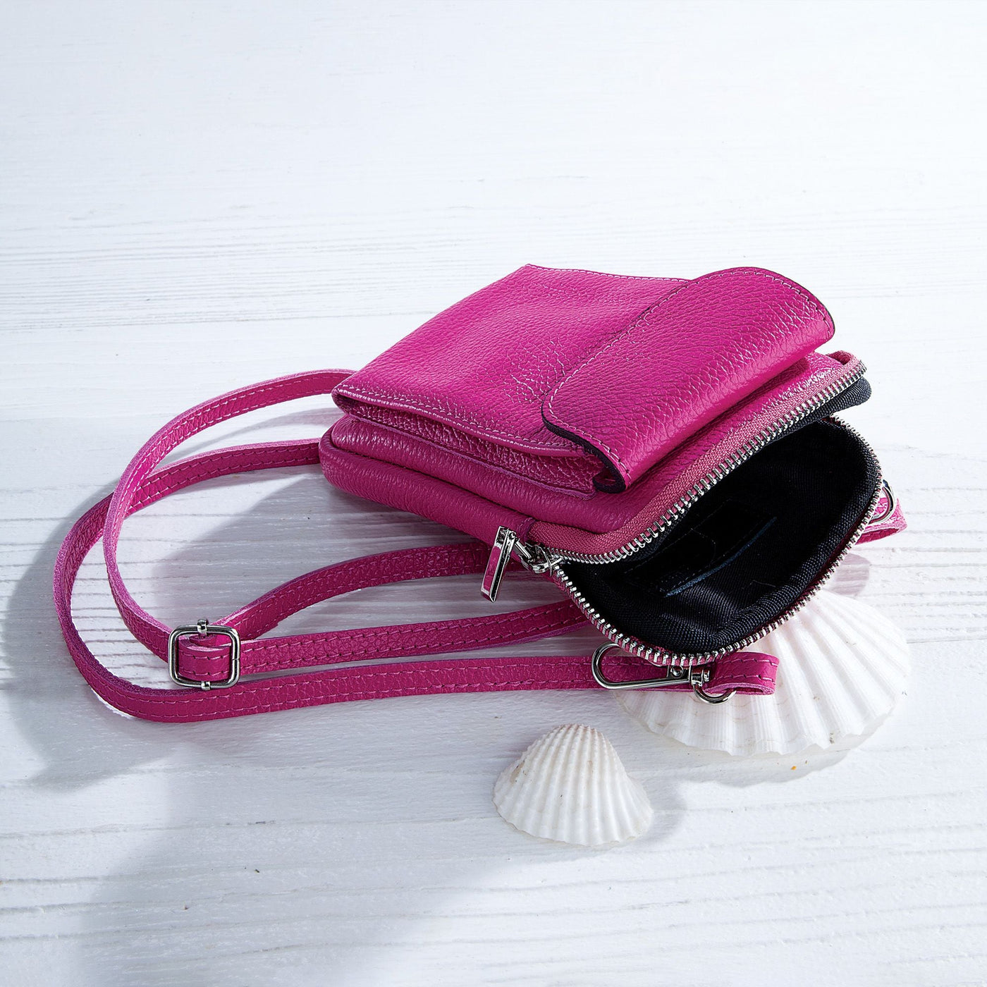 Italian Leather Palermo Pink Cellphone Crossbody