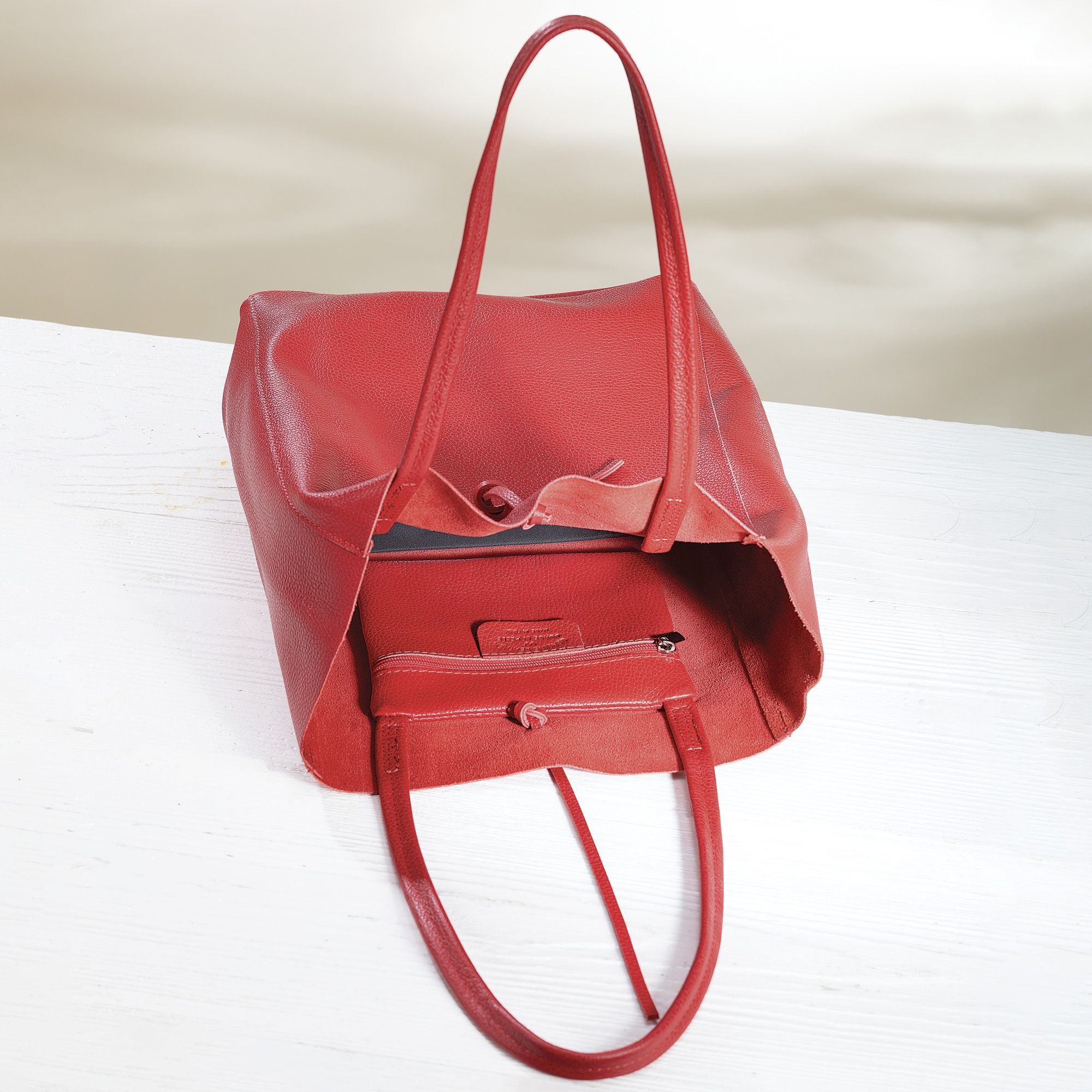 Italian Leather Francesca Red Tote