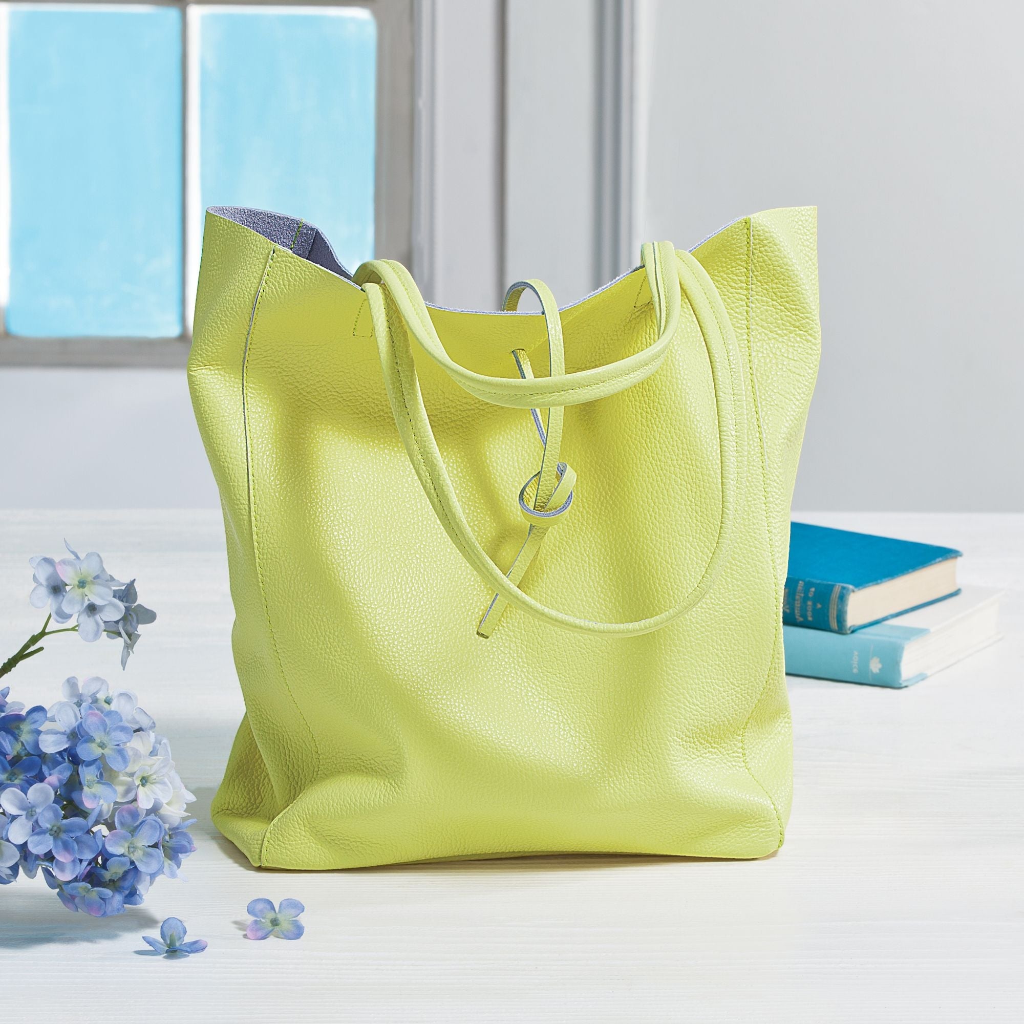 Italian Leather Francesca Soft Yellow Tote