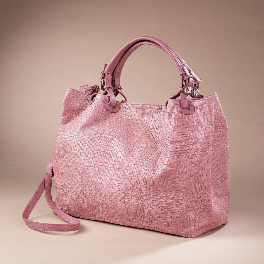 Italian Leather Dark Mauve Bardini Handbag