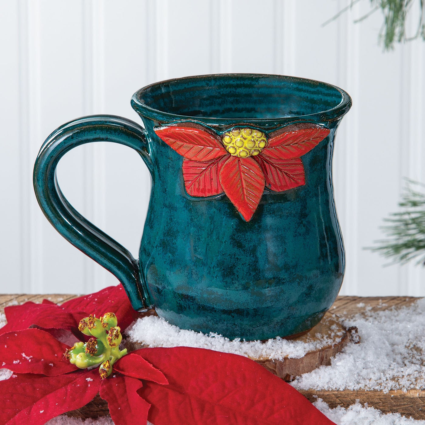 Pretty Poinsettia Mug, 14oz.