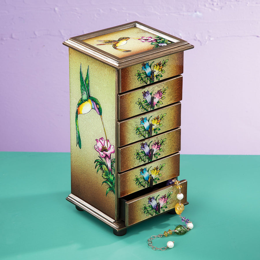 Wooden Hummingbird Jewelry Bureau