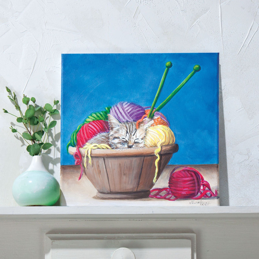 Hand-Painted ''Perfect Fit'' Cat Wall Art