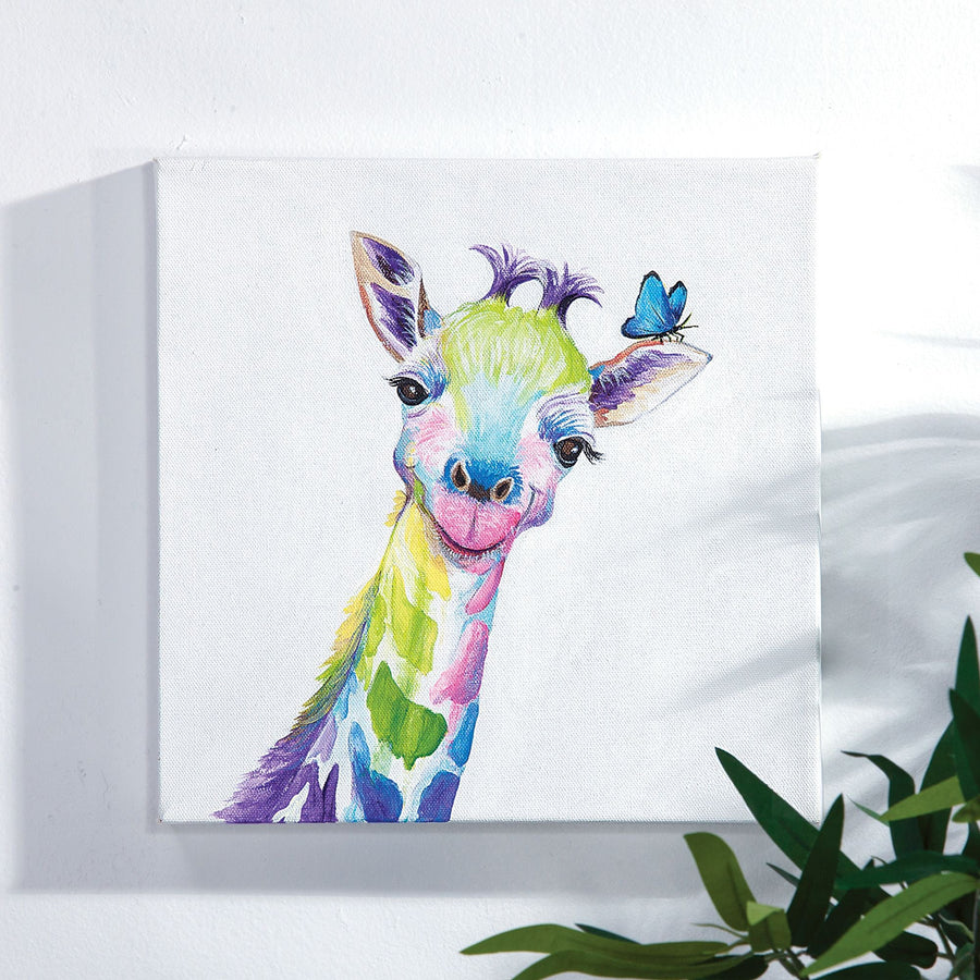 Rainbow Giraffe Hand-Painted Wall Art