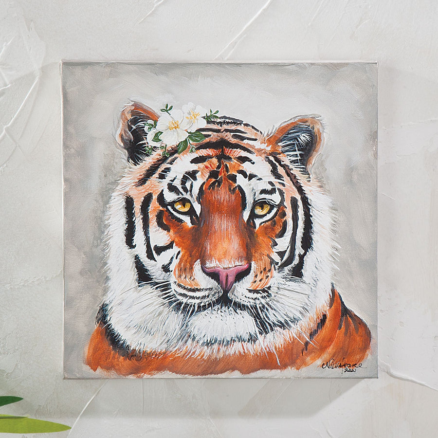 Tender Tiger Hand-Painted Wall Art