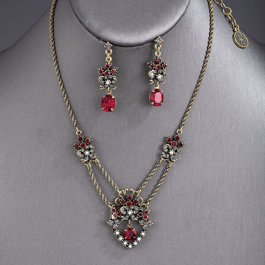 Garnet Crystal Heart Necklace