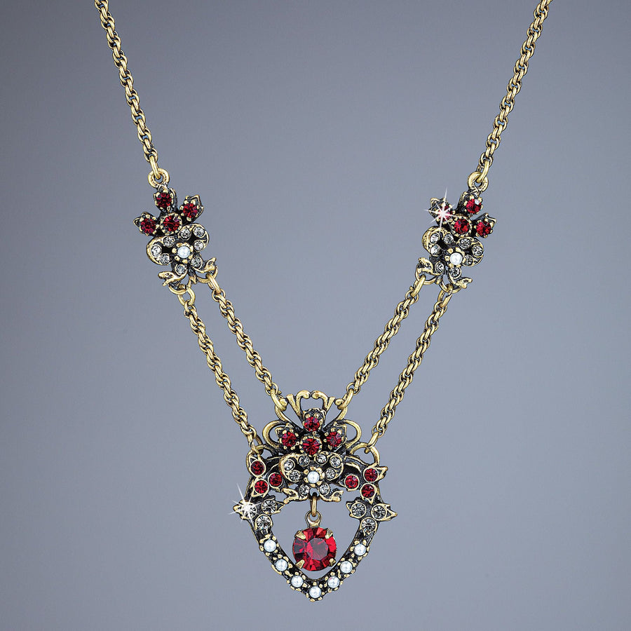 Garnet Crystal Heart Necklace