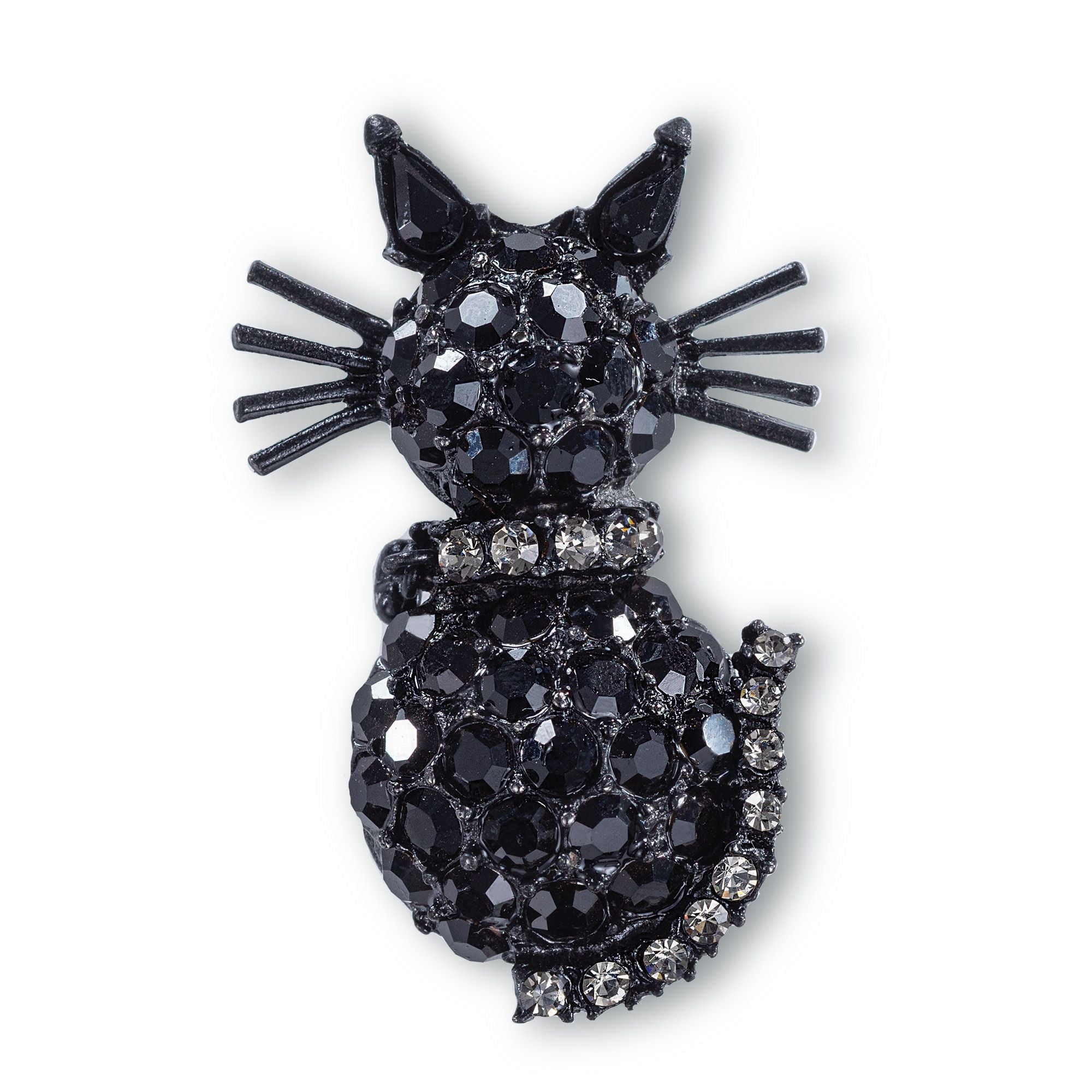 Tabitha The Black Cat Crystal Brooch