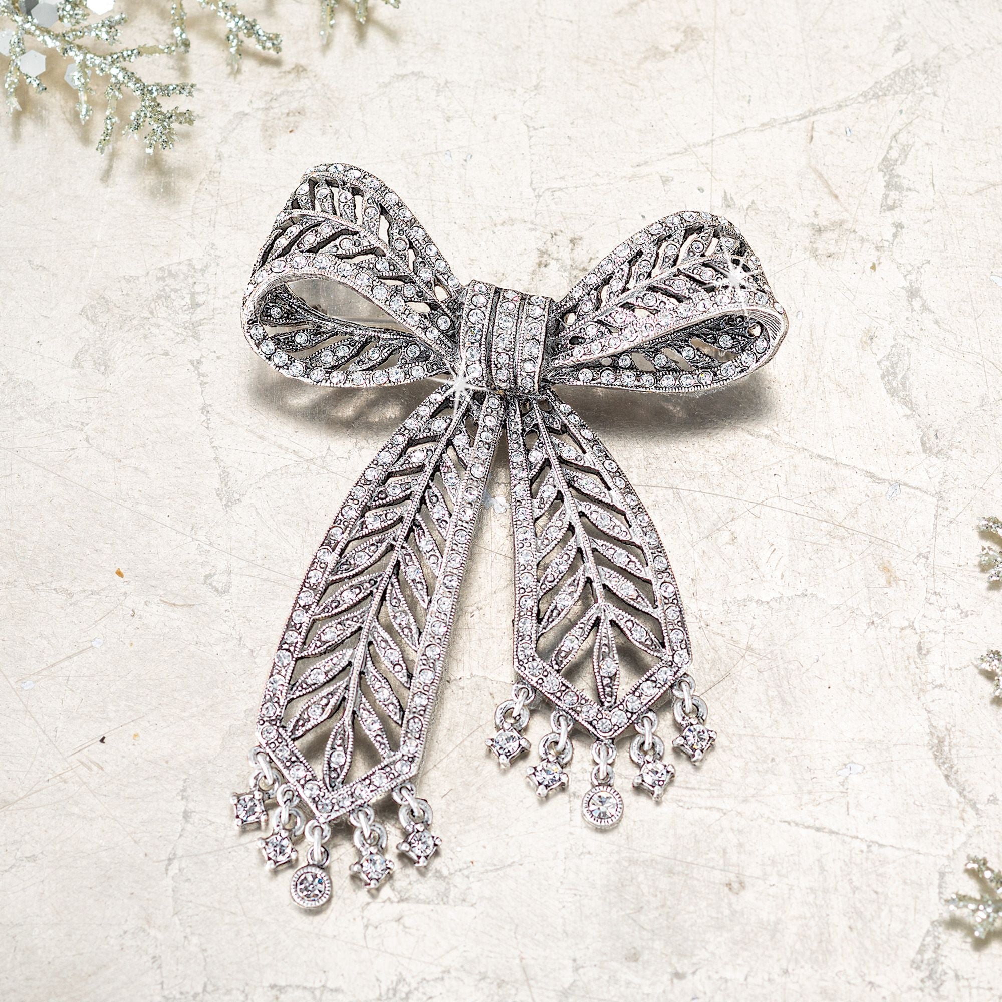 Art Deco Crystal Bow Brooch (Preorder)