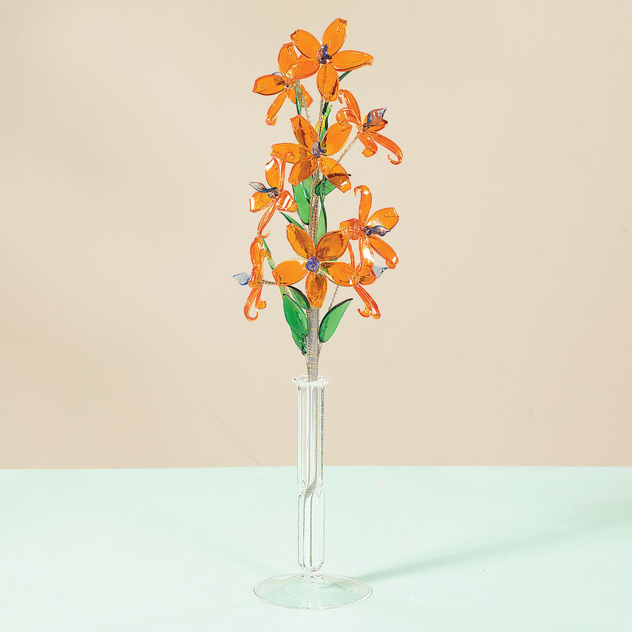 Bohemian Glass Orange Tiger Lilies