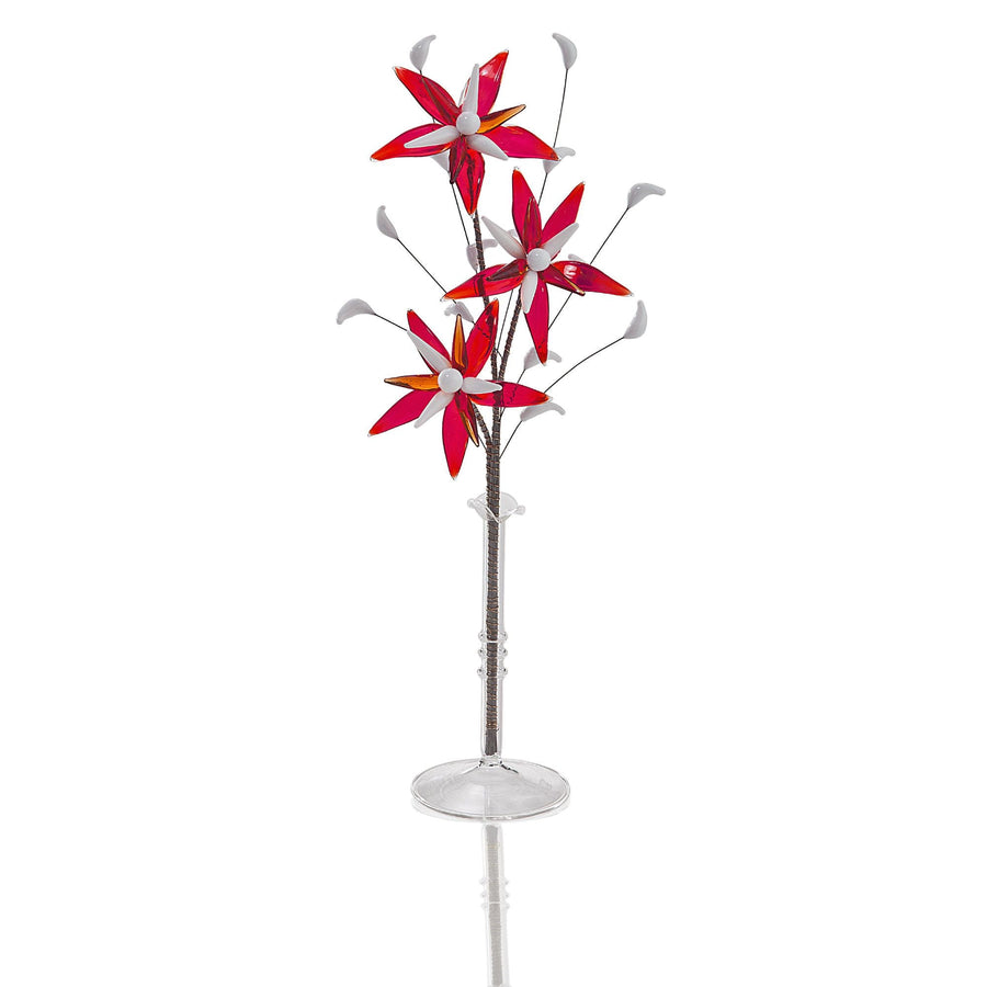 Bohemian Glass Red & White Lily