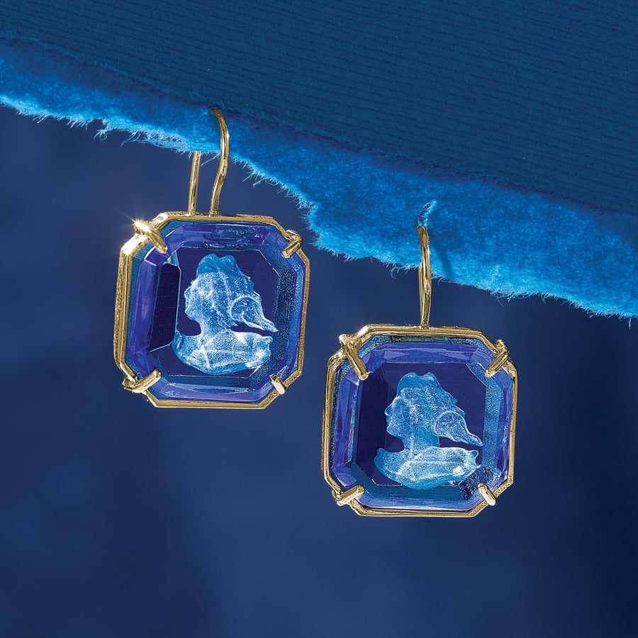 Breathtaking In Blue Murano Glass Intaglio Earrings