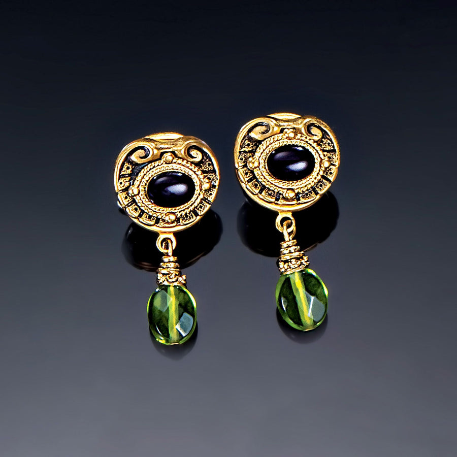 Vintage-Style Post Earrings With Peridot Glass