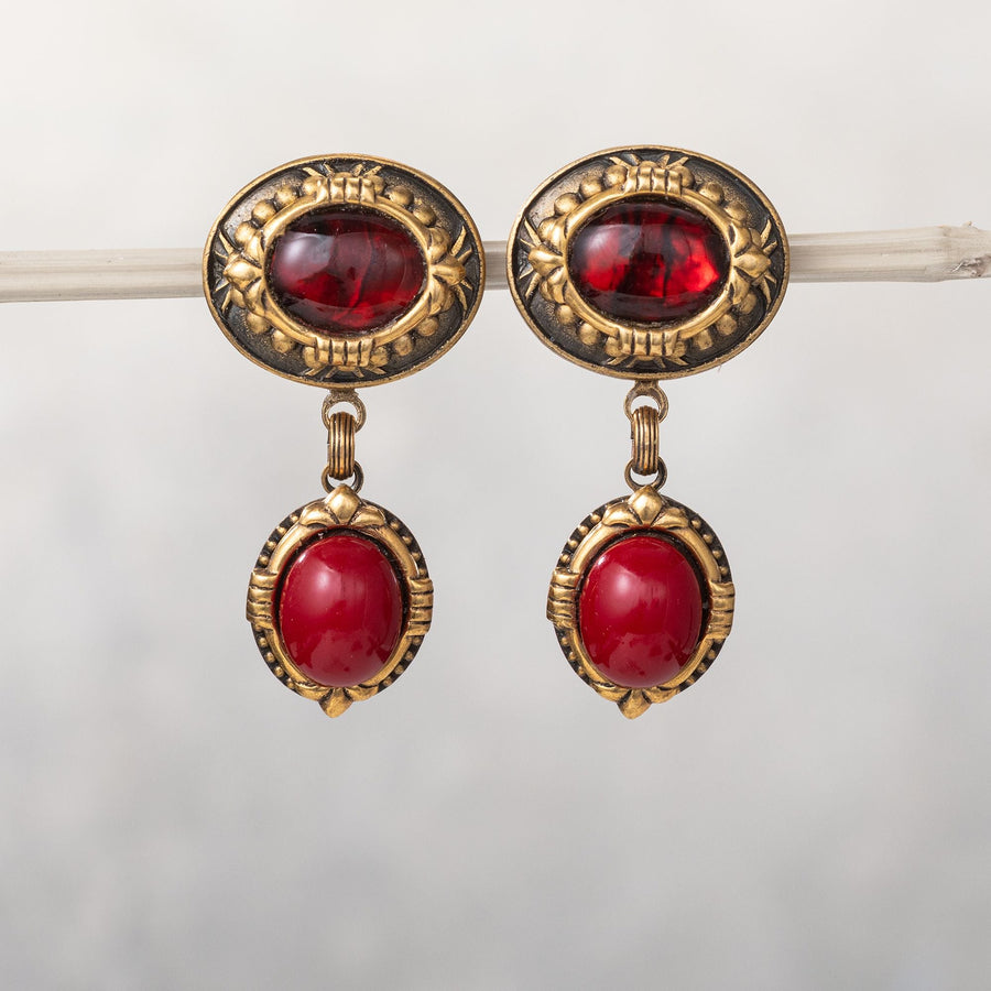 Vintage-Style Red Abalone Post Earrings