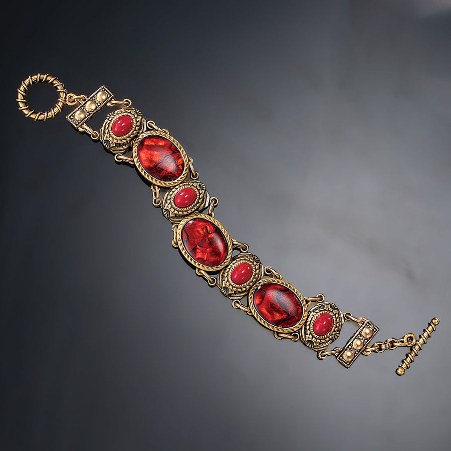 Vintage-Style Red Abalone Bracelet