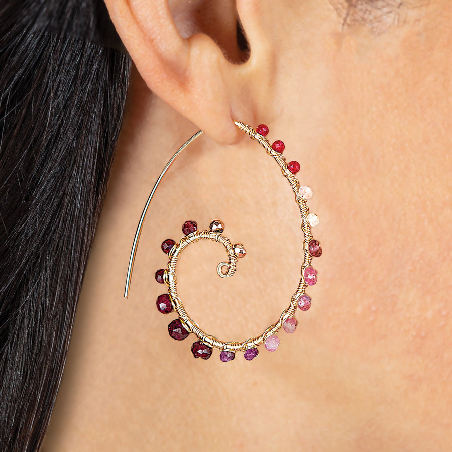 Joli's Gemstone Valentine Vibes Swirling Hoop Earrings
