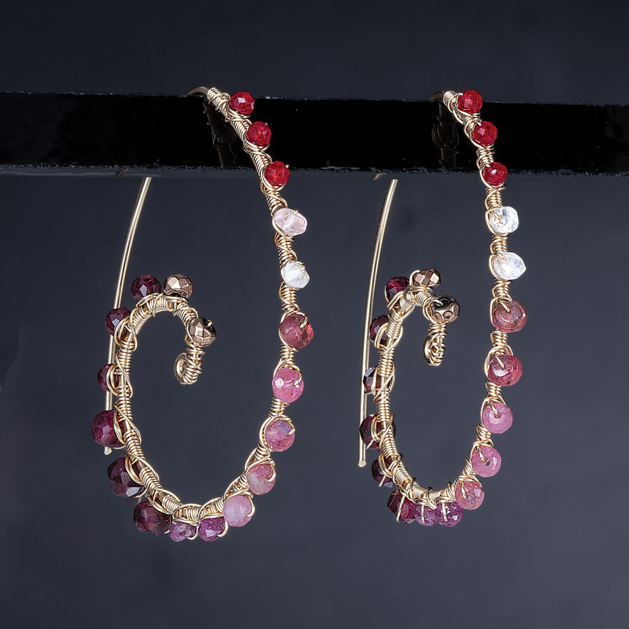 Joli's Gemstone Valentine Vibes Swirling Hoop Earrings