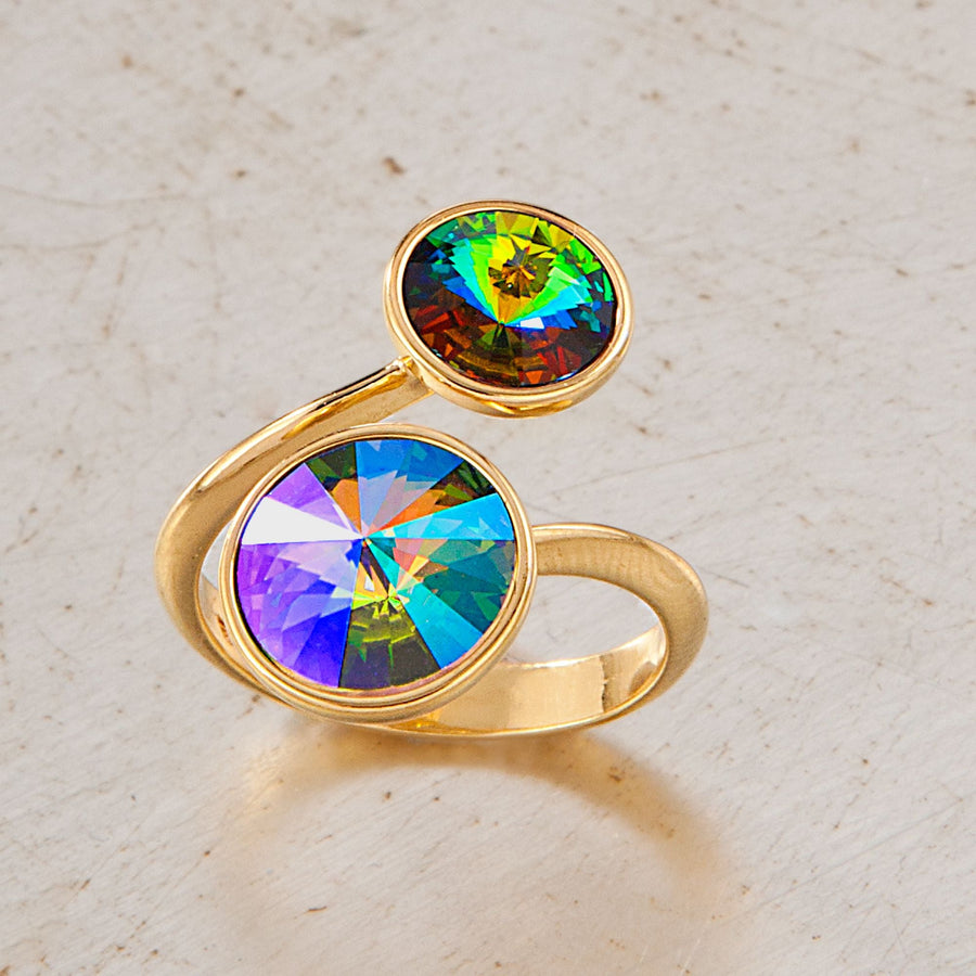 Piotr's Swarovski Crystal Rainbow Iridescence Adjustable Ring