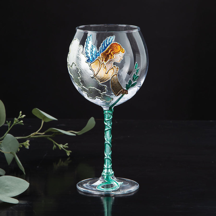 Hand-Gilded Heavenly Angel Wine Glass