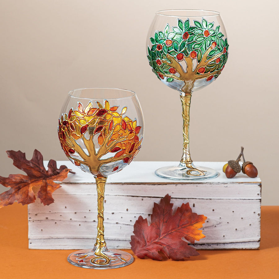 Hand-Gilded Apple Tree Wine Glass