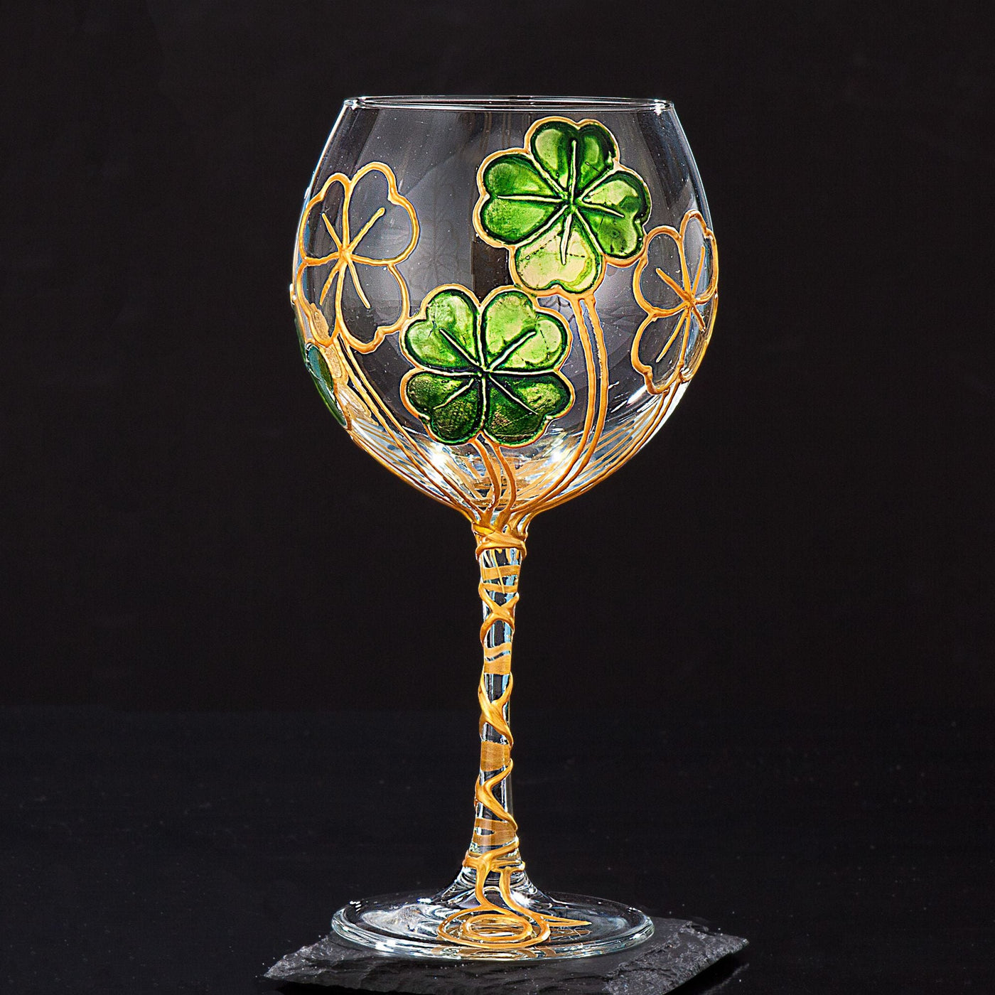 Hand-Gilded Shamrock Wine Glass