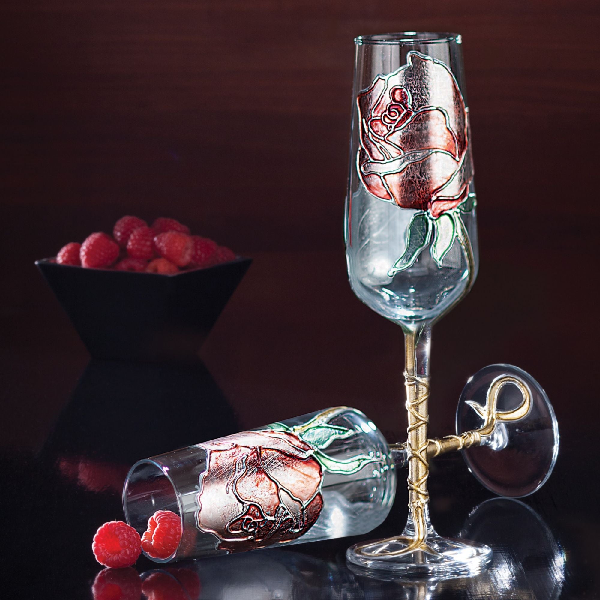 Hand-Gilded Rose Blossom Champagne Glass (Preorder)