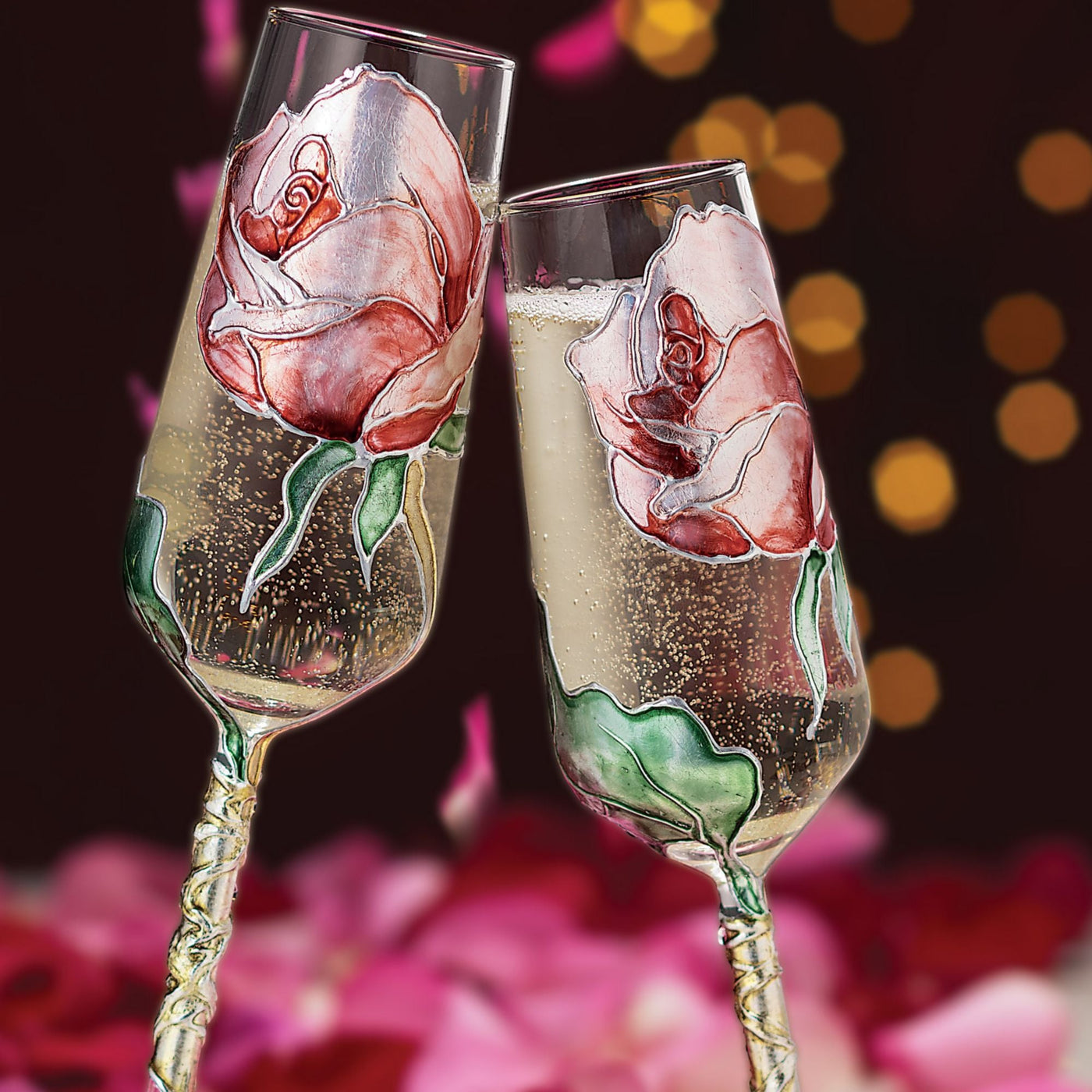 Hand-Gilded Rose Blossom Champagne Glass (Preorder)