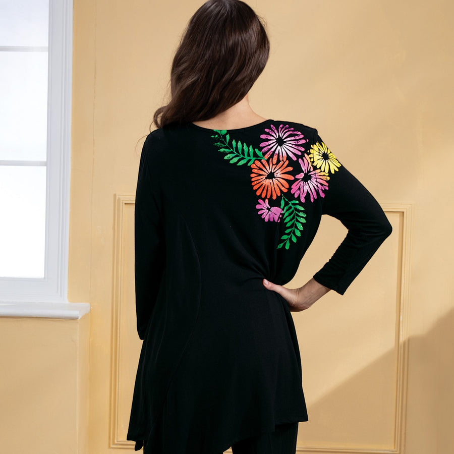 Hand-Painted Night Blossom Blouse