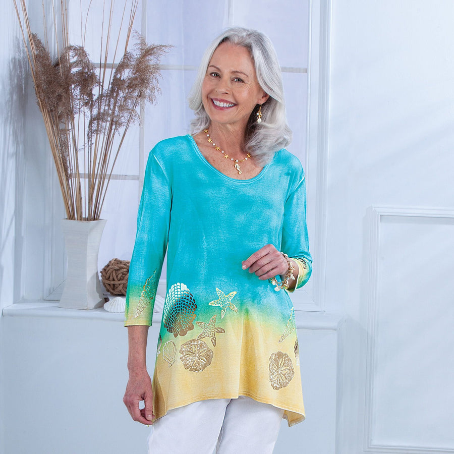 Hand-Painted Shells On The Shore Blouse