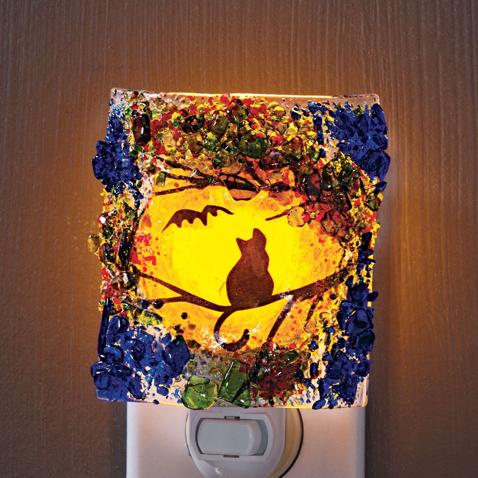 Recycled Glass Spooky Cat Nightlight