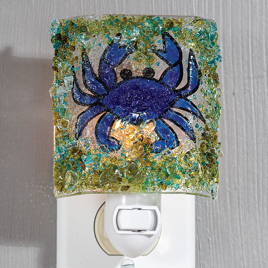 Recycled Glass Blue Crab Nightlight