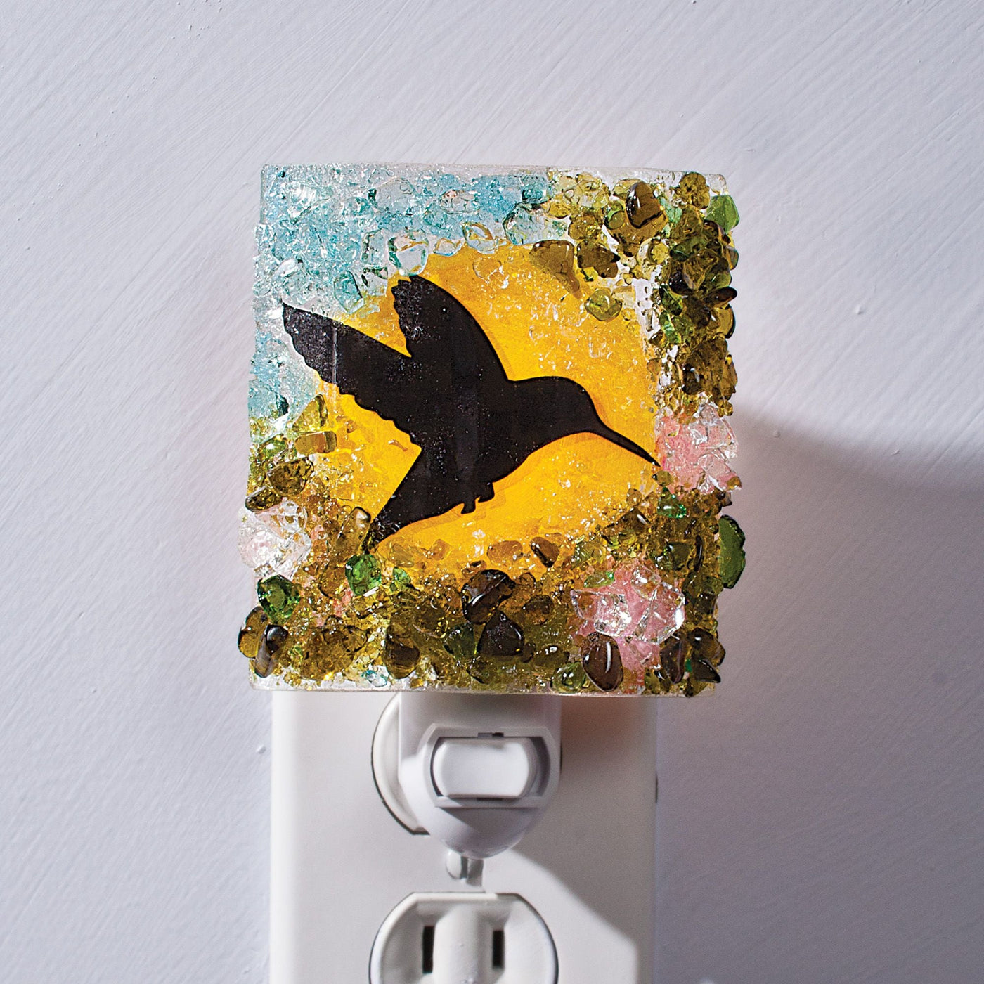Recycled Glass Hummingbird Nightlight