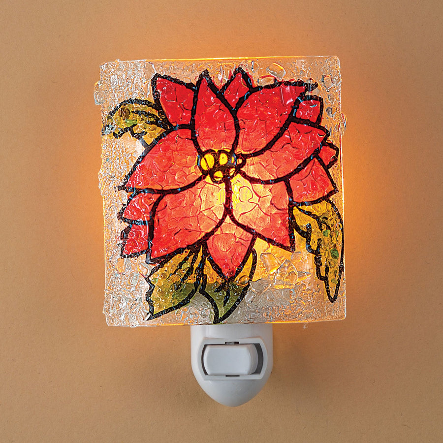 Recycled Glass Pretty Poinsettia Nightlight