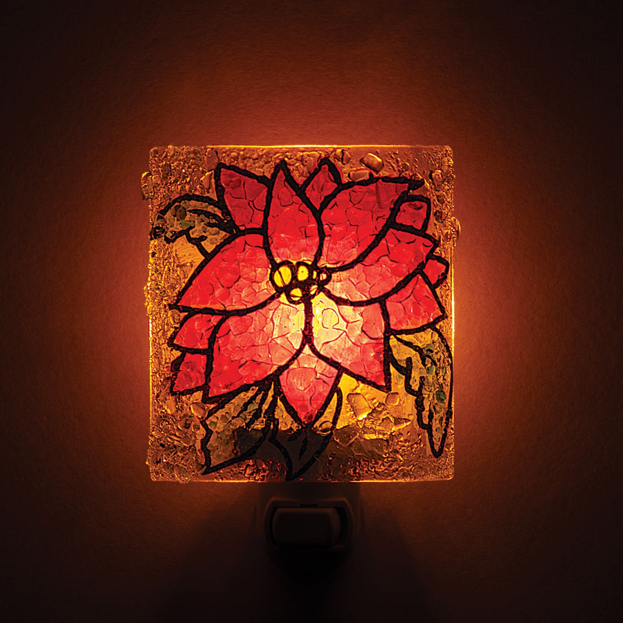 Recycled Glass Pretty Poinsettia Nightlight